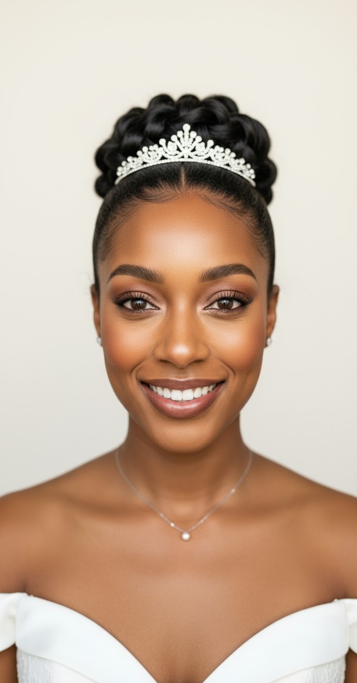 After Bridal Updo With Tiara